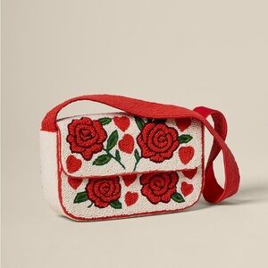 Francesca's Collections Red and Cream Floral Clutch